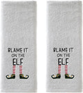 SKL Home Christmas/Winter Blame It On The Elf Hand Towel 2pc Set for Bath/Kitchen & Gift, Gray