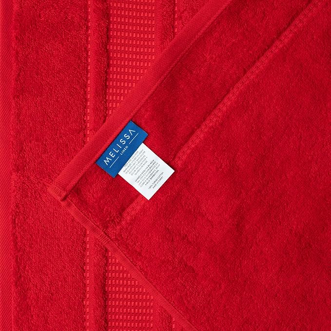 Melissa Linen, Soft Washcloths Set of 4 100% Turkish Cotton Small Hand Towels for Bathroom, Face, Kitchen and Body, 12" x 12" Quick Dry, Absorbent Wash Cloths - Red Washcloths