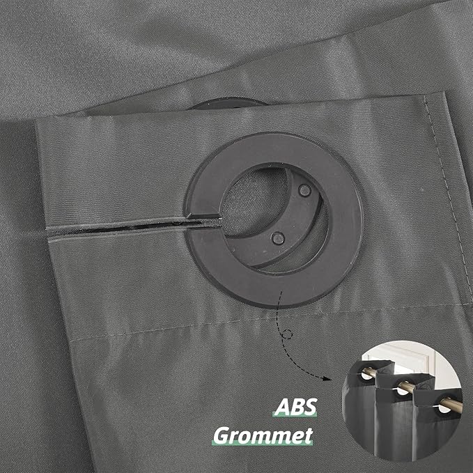 Furlinic No Hook Long Shower Curtain 84 Length,Waterproof Fabric Curtains for Bathroom,Machine Washable,Includes 10 Plastic Built-in Grommets,Minimalist Hotel Style,Dark Grey,72x84 Inch