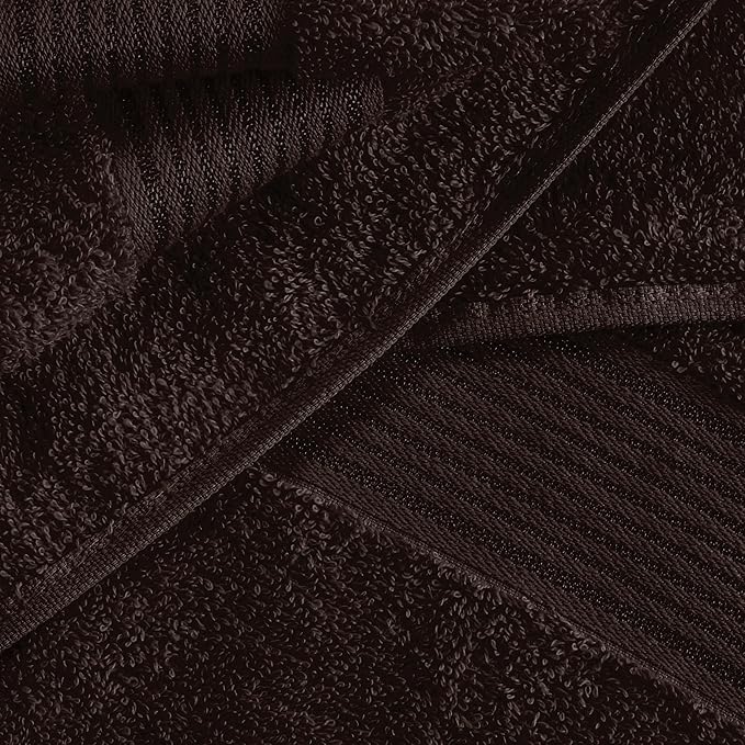 Belizzi Home 100% Cotton Towel Set, Contains 6 Bath Towel, 6 Hand Towel, 12 Wash Cloth - Compact Absorbent Lightweight & Quickdry Towels for Bathroom - 24 Piece Bathroom Towel Set - Chocolate Brown