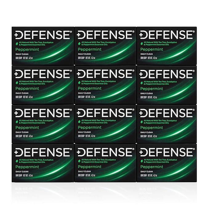 Defense Soap 12pk All Natural Peppermint Bar Soap for Men | Made by Wrestlers with Tea Tree Oil & Eucalyptus Oil to Promote Healthy Skin