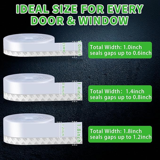 1.8in Brown Weather Stripping Door Seal – Thickened Silicone, Strong Adhesive, Maximum Coverage for Sealing Wide Gaps, Ideal for Extreme Weatherproofing