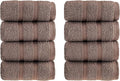 HALLEY Turkish 8 Pack Premium Washcloths (8 Pieces) 650 GSM Highly Absorbent Super Soft 100% Cotton - 8 Washcloths (Brown)