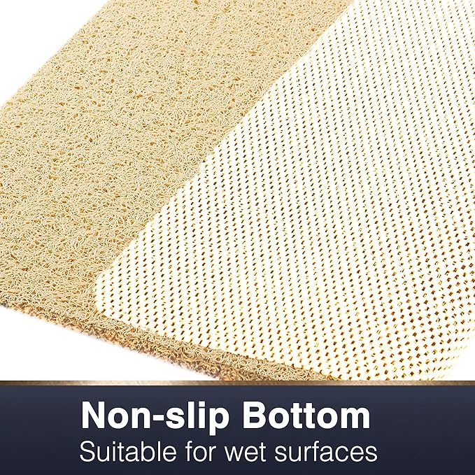 Asvin Soft Textured Bath, Shower, Tub Mat, 47x16 Inch, Phthalate Free, Non Slip Comfort Bathtub Mats with Drain, PVC Loofah Bathroom Mats for Wet Areas, Quick Drying