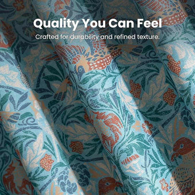 SLEEP ZONE Blue Garden Shower Curtain Waterproof Curtains for Bathroom Decor Bathtub Farmhouse Shower Curtain 72" × 72"
