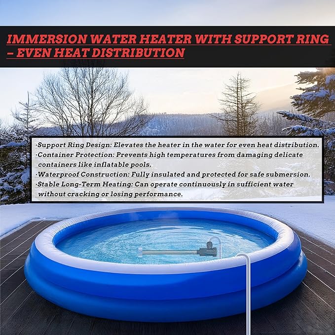3000W 240V Above-Ground Pool Immersion Water Heater with Wifi Timer & Temp Control – Portable Submersible Heater for Bathtub, Baptismal Pool, Baptistry, Spa, Inflatable Pool & Hot Tub