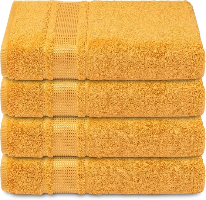 Melissa Linen, Fingertip Towels 4 Pack, 100% Turkish Cotton, Small Hand Towels for Body and Face, 12 x 18 in, Soft and Absorbent, Quick Dry, (Yellow Fingertip Towels)