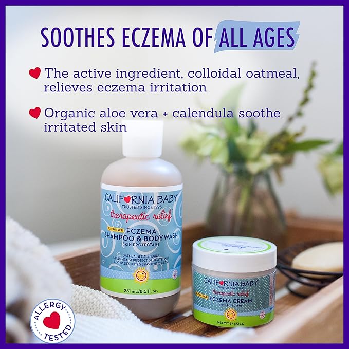California Baby Eczema Cream | Steroid-Free Eczema Treatment | Colloidal Oatmeal + Aloe Vera | Soothing Eczema Lotion For Kids + Adults | 113 g / 4 oz