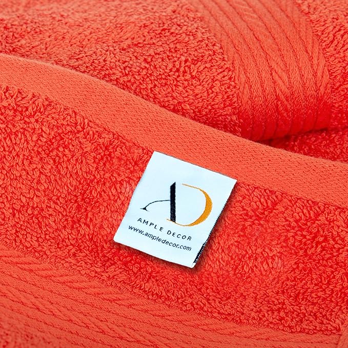 Ample Decor Washcloths Pack of 200 12 X 12 Inch, 600 GSM 100% Cotton Soft Absorbent, Premium Quality Durable Machine Washable, Ideal for Bathroom, Pool, Hotel, Spa – Orange