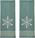 SKL Home Christmas Winter Snowflake Hand Towel Set, Green (2-Pack)