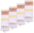 Ruvy Home Basics Turkish Hand Towels for Bathroom Set of 4 | 18"x40", Cotton | Decorative Towel for Bathroom, Kitchen, Dishcloth, Tea, Yoga, Face, Gym - Yellow