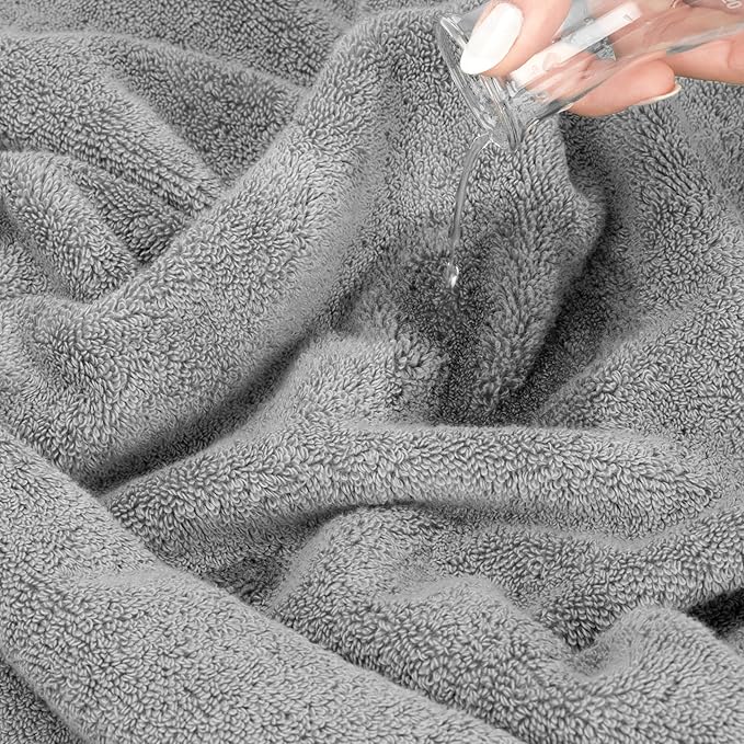 American Soft Linen Salem 100% Cotton Turkish 4 Piece Bath Towels for Bathroom, 600 GSM Soft Absorbent Quick Dry Bath Towel Set, Light Cool Grey
