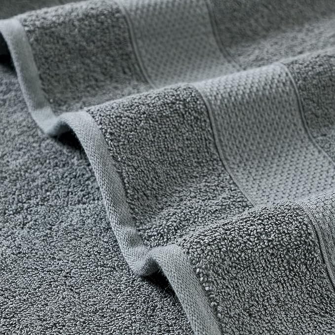 Modern Threads Pax 6-Piece Reversible Yarn Dyed Jacquard Towel Set - Bath Towels, Hand Towels, & Washcloths - Super Absorbent & Quick Dry - 100% Combed Cotton, Coal