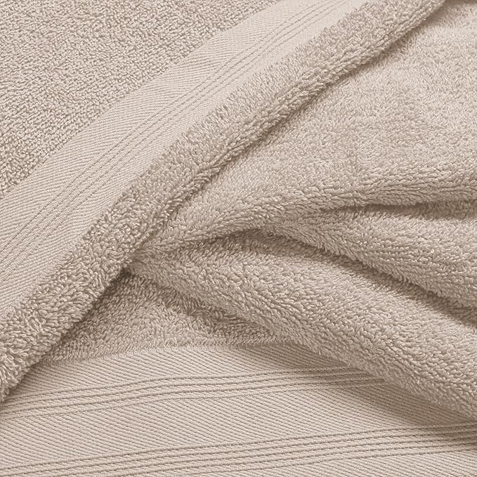 Cotton 2 Pack Oversized Bath Towel Set 28x55 inches, Large Bath Towels, Ultra Absorbant Compact Quickdry & Lightweight Towel, Ideal for Gym Travel Camp Pool - Tan