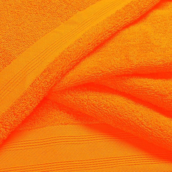 Ultra Soft 3 Pack Cotton Towel Set, Contains a Bath Towels 28x55 inch, a Hand Towels 16x24 inch & a Wash Coths 12x12 inch, Ideal Everyday use, Compact & Lightweight - Orange