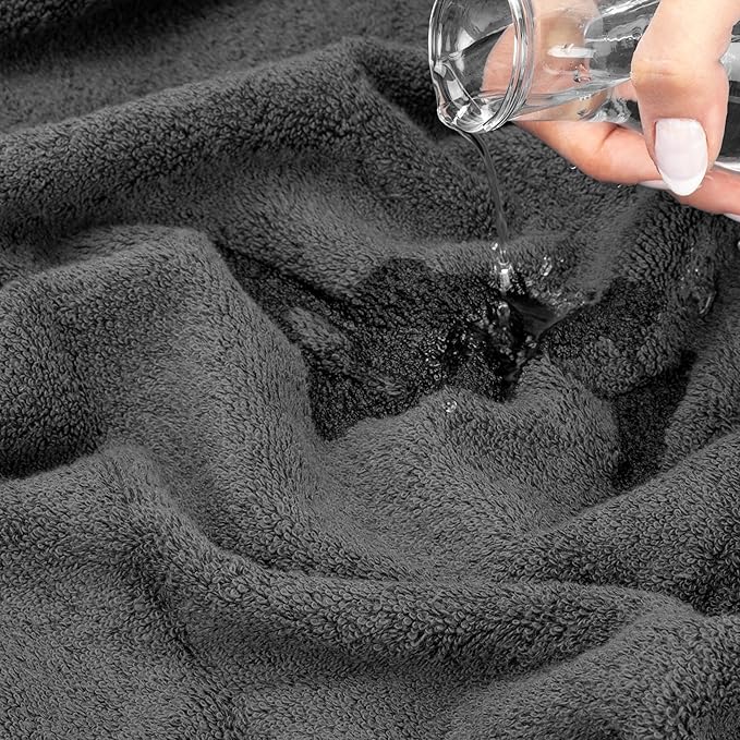 American Soft Linen Salem Washcloth Sets, 4 Piece Luxury 600 GSM 100% Cotton Washcloths for Bathroom, 13x13 inches Washrags Premium Quality Hand Face Towels, Dark Gray