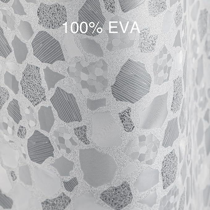 WELTRXE Bathroom Shower Curtain Liner 8G EVA Thick, 72x72 Inch 3D Frosted Pebble Plastic Shower Curtains, Heavy Duty Waterproof Shower Liner with Weighted Magnets, 12 Hooks, Rustproof Metal Grommet