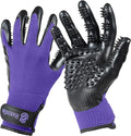Handson Pet Grooming Gloves - Patented #1 Ranked, Award Winning Shedding, Bathing, Hair Remover Gloves - Gentle Brush for Cats, Dogs, and Horses (Purple, Junior)