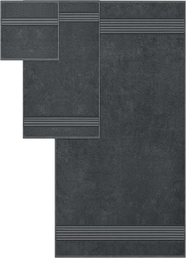 Utopia Towels 8 Piece Premium Towel Set, 2 Bath, 2 Hand, and 4 Washcloths, 100% Ring Spun Cotton, Highly Absorbent Towels for Bathroom, Sports, and Hotel, Grey