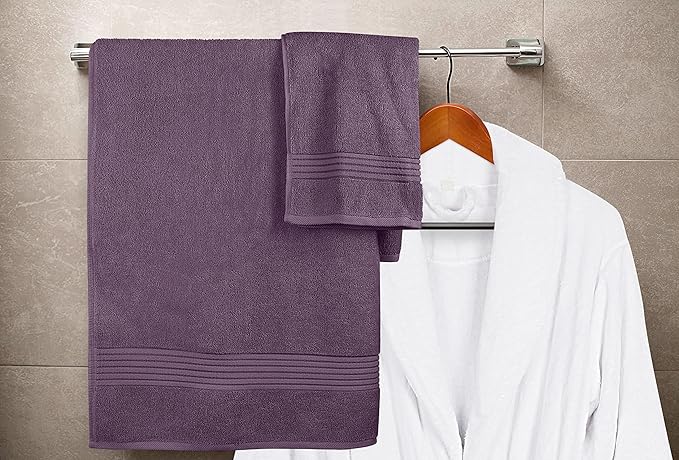 Utopia Towels 8 Piece Premium Towel Set, 2 Bath, 2 Hand, and 4 Washcloths, 100% Ring Spun Cotton, Highly Absorbent Towels for Bathroom, Sports, and Hotel, Plum