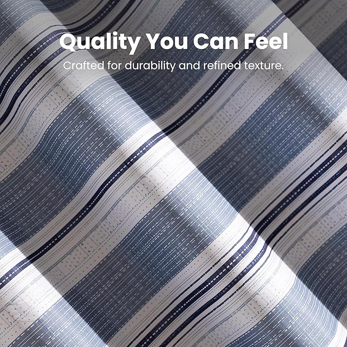 SLEEP ZONE Grey Striped Shower Curtain Waterproof Curtains for Bathroom Decor Bathtub Geometric Shower Curtain 72" × 72"