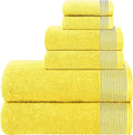 Belizzi Home 100% Cotton Ultra Soft 6 Pack Towel Set, Contains 2 Bath Towels 28x55 inchs, 2 Hand Towels 16x24 inchs & 2 Washcloths 12x12 inchs, Compact Lightweight & Highly Absorbant - Yellow