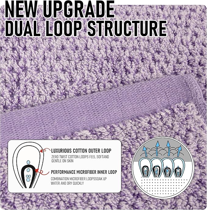 Everplush Diamond Jacquard 6 Pieces Bath Towel Set, Luxury Super Soft Oversized everplush Towels, Highly Absorbent everplush Diamond Jacquard Quick Dry Bath Towel for Lavender Towels Bathroom Sets
