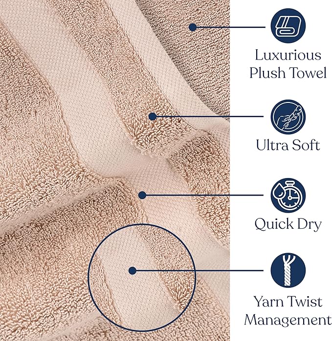 Delara Organic Cotton Luxuriously Plush Bath Sheet Pack of 4 | GOTS & OEKO-TEX Certified | Premium Hotel Quality Towels | Feather Touch Technology|650 GSM Long Staple|Soft, Quick Dry & Ultra-Absorbent