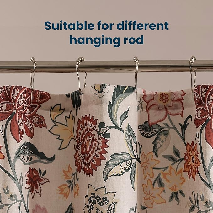 SLEEP ZONE Red Blossom Shower Curtain Waterproof Curtains for Bathroom Decor Bathtub Farmhouse Shower Curtain 72" × 72"
