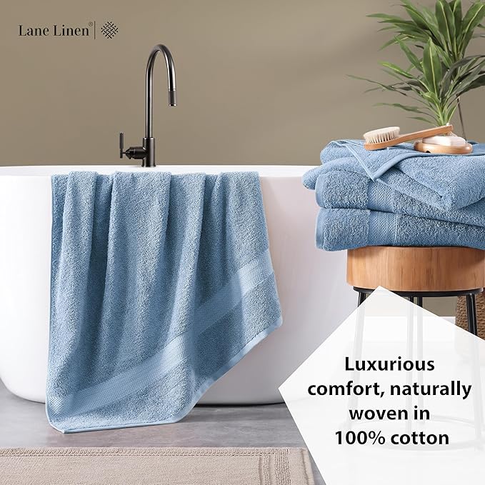 LANE LINEN 100% Ring Spun Cotton Bath Sheets (35''x66) - 2 PCs - Pre Shrunk, Fast Drying, Thick & Absorbent Extra Large Bathroom Towel Sets - Perfect for Everyday Use Blue Bath Towels - Cerulean Blue