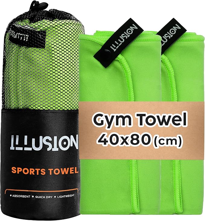 illusion Small Microfiber Gym Towels for Men and Women Active Sports (32" L x 16''W)-Lightweight Quick Dry Gym Towel for Sweat-Workout Towels Ideal for Yoga, Camping, Running, and Outdoor Activities