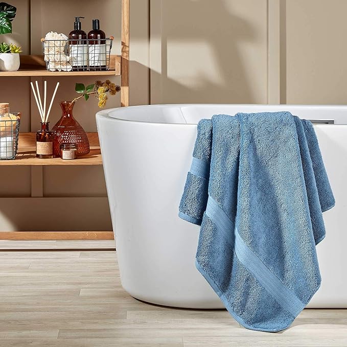 Christy Renaissance 6 Piece Towel Set | Denim Blue | 100% Egyptian Cotton | Luxuriously Soft and Super Absorbent | 675 GSM | 2 Bath Towels 2 Hand Towels 2 Face Cloths