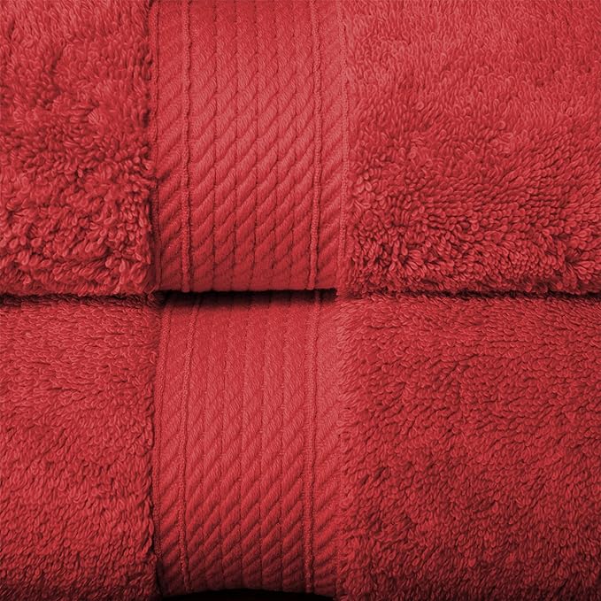 Superior Egyptian Cotton Pile 10 Piece Towel Set, Includes 2 Bath, 4 Hand, 4 Face Towels/Washcloths, Ultra Soft Luxury Towels, Thick Plush Essentials, Guest Bath, Spa, Hotel Bathroom, Red