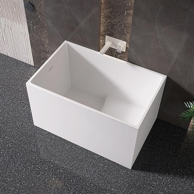 43" Acrylic Freestanding Bathtubs, Stand Alone Tub, Japanese Soaking Tub for Bathroom, Integrated Overflow and Drain, cUPC Certified, Gloss White