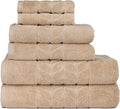 BAGNO MILANO Organic Turkish Cotton Bath Towels, Luxury Jacquard Collection, Certified Organic Highly Absorbent, Soft-Plush Towel Set (Latte, 6 Pcs Towel Set)