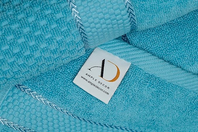 Ample Decor 100% Cotton Sky Blue 18 X 28 Inch Hand Towel for Bathroom Set of 52 - Super Soft, Highly Absorbent, Popcorn Textured
