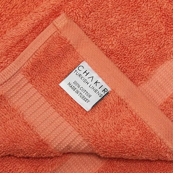 Chakir Turkish Linens 100% Cotton Premium Turkish Towels for Bathroom | 2 Bath Towels - 2 Hand Towels, 2 Washcloths (6-Piece Towel Set, Coral)
