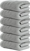 Tens Towels Pack of 6 Hand Towels, 100% Cotton, Lighter Weight, Quick to Dry, 16 x 28 Inches, Super Soft & Absorbent, Perfect for Bathroom & Kitchen, Cool Grey