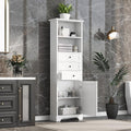 Favfurish 67" Tall Bathroom Storage Cabinet with Door and 3 Drawers,Modern Linen Cabinets w/Adjustable Shelf & 2-Tier Open Shelves,Freestanding Organizer for Bath Room,Study,Office,White