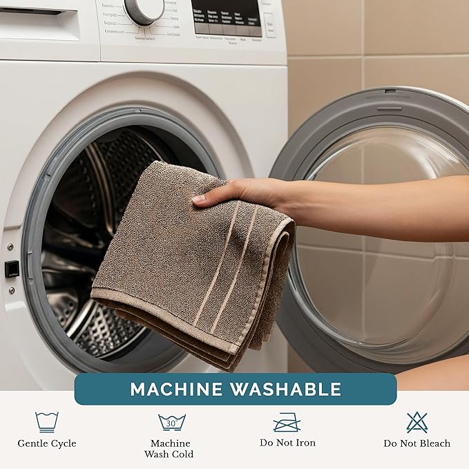 Casa Platino Washcloths 6 Pack - Spa & Salon Quality - 100% Ring Spun Mercerized Cotton Face Towels - Very Soft & Absorbent Wash Cloths for Body, Beauty, Home, Gym - Fingertip Towels - 13"x13", Taupe