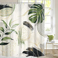 Grey Green Boho Shower Curtain 72Wx78H Long Tropical Palm Leaves Abstract Modern Bohemian Minimalist Gold Leaf Mid Century Bathroom Decor Botanical Bath Curtain Fabric Polyester 12 Pack Hooks