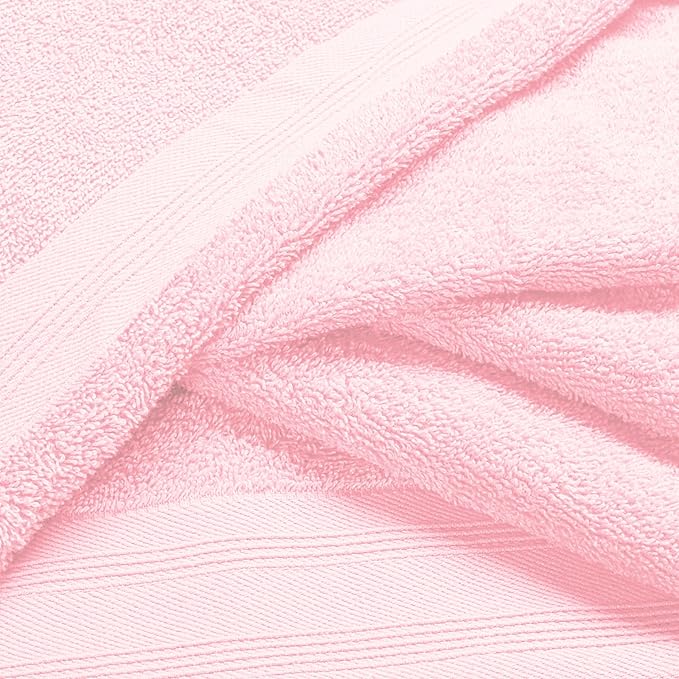 Ultra Soft 3 Pack Cotton Towel Set, Contains a Bath Towels 28x55 inch, a Hand Towels 16x24 inch & a Wash Coths 12x12 inch, Ideal Everyday use, Compact & Lightweight - Pink, Medium