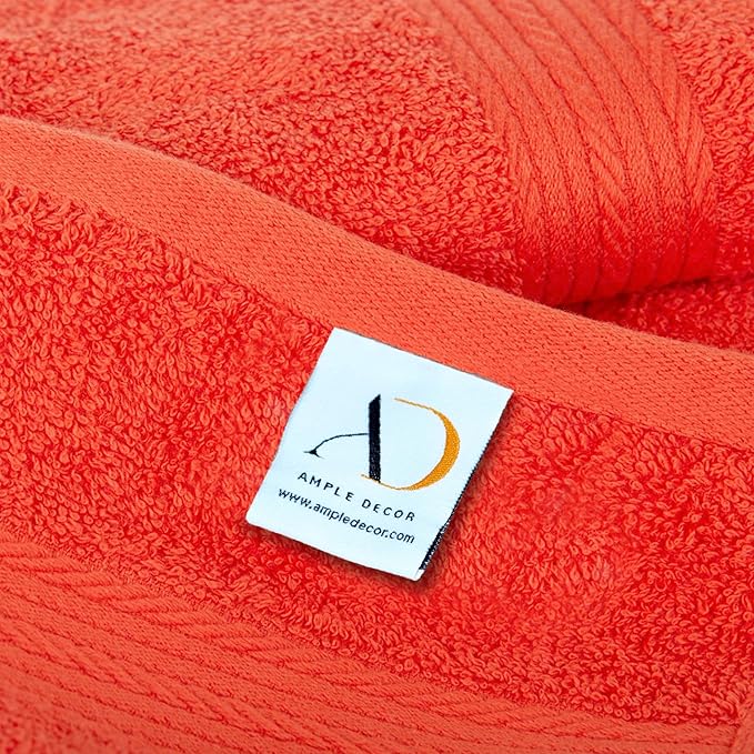 Ample Decor Wash Cloths Pack of 10, Oeko Tex Certified 600 GSM 100% Cotton Soft Absorbent, Premium Quality Durable Machine Washable, Ideal for Bathroom, Pool, Hotel, Spa – Orange