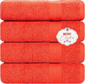 Ample Decor Bath Towels 30 X 54 Inch 600 GSM 100% Cotton Towels for The Bathroom - 4pcs Orange