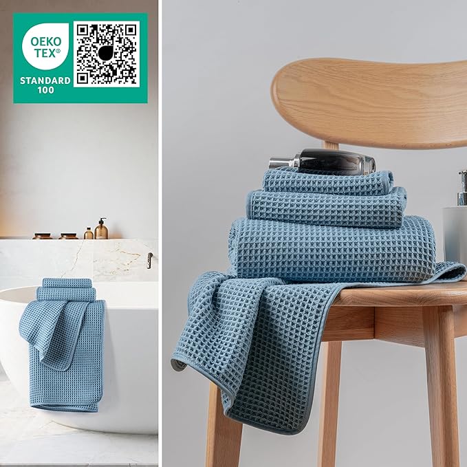 New Microfiber Waffle Bath Towels, 3 Pieces, Oversized, Soft, Absorbent, Fast Drying, Lint Free, Includes Bath, Face and Hand Towels