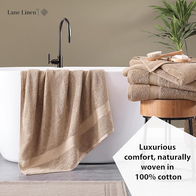 LANE LINEN 100% Natural Cotton Bath Sheets 2 Pack (35"x66") - Ring Spun Tech Extra Large Towel Sets - Quick Dry, Soft & Absorbent Oversized Shower Towels - Holds Well After Multiple Washes - Taupe