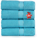 Ample Decor Sky Blue Bath Towels for Bathroom Set of 4 100% Cotton Popcorn Textured -Quick Dry, Highly Absorbent, Oeko-TEX Certified, Machine Washable - Mulaayam Collection - 30 X 54 Inch