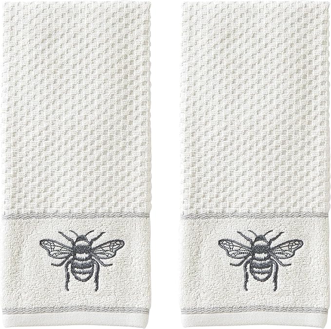 SKL Home Farmhouse Bee Hand Towel Set, White 16x25