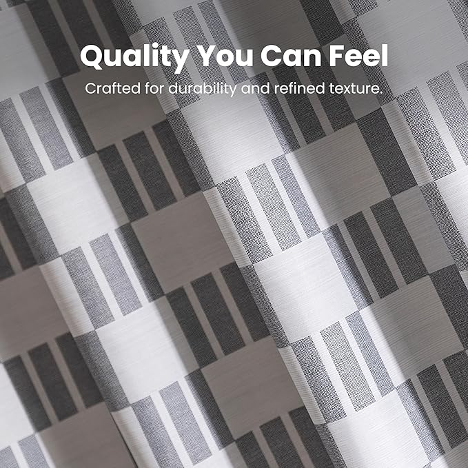 SLEEP ZONE Grey Checkered Shower Curtain Waterproof Curtains for Bathroom Decor Bathtub Geometic Shower Curtain 72" × 72"