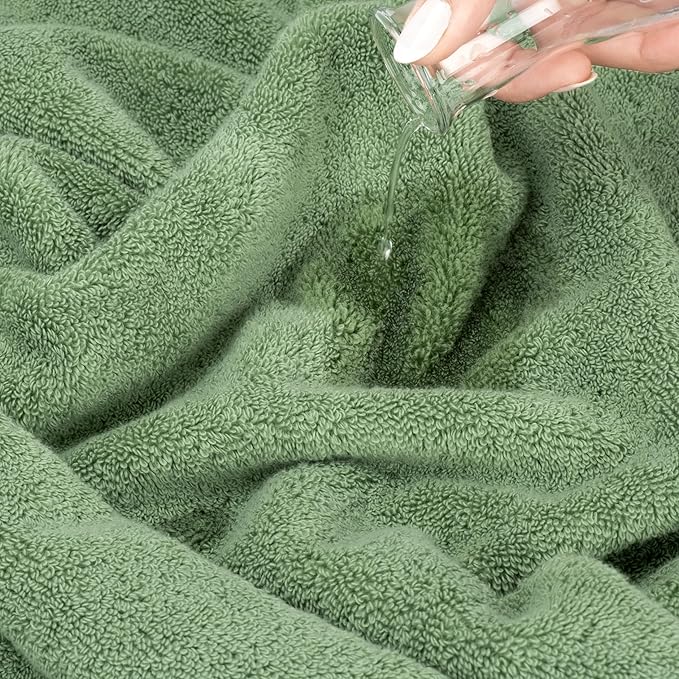 American Soft Linen Salem Washcloth Sets, 4 Piece Luxury 600 GSM 100% Cotton Washcloths for Bathroom, 13x13 inches Washrags Premium Quality Hand Face Towels, Sage Green